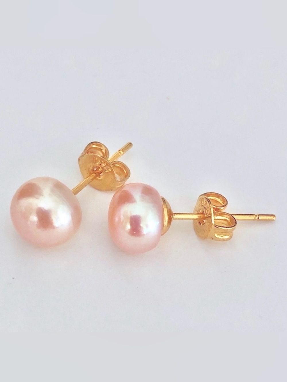 6-7mm Pink Freshwater Pearl Gold Plated Stud Earrings